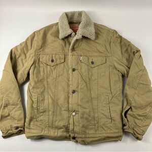 Levi's Men's Khaki Sherpa-Lined Trucker Jacket